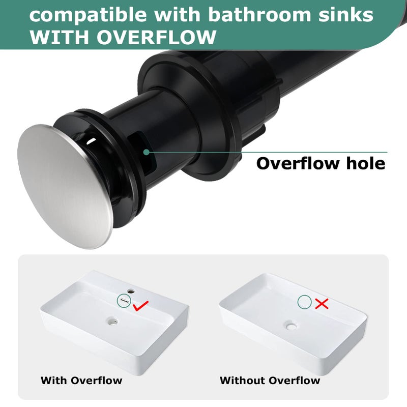 PARLOS Push & Seal Pop Up Drain Assembly Stopper for Bathroom Sink with Overflow Oil Rubbed Bronze, 20716 - Image 4